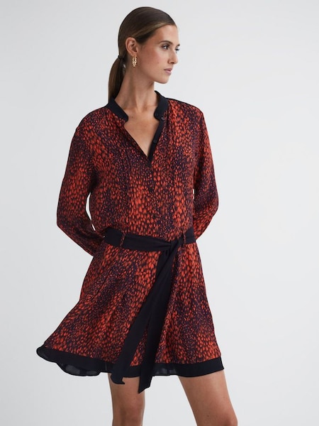 Animal - Rode mini-jurk met print en ceintuur (U74953) | € 112
