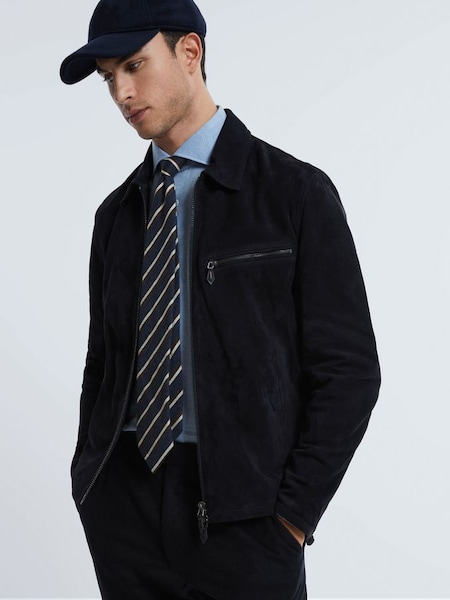 Atelier Metis Suede Zip-Through Jacket in Navy (U76918) | €1,285