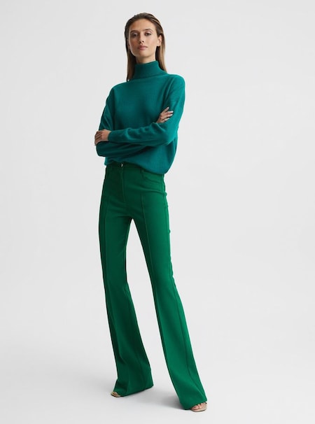 Petite Flared Trousers in Dark Green (U79583) | $112