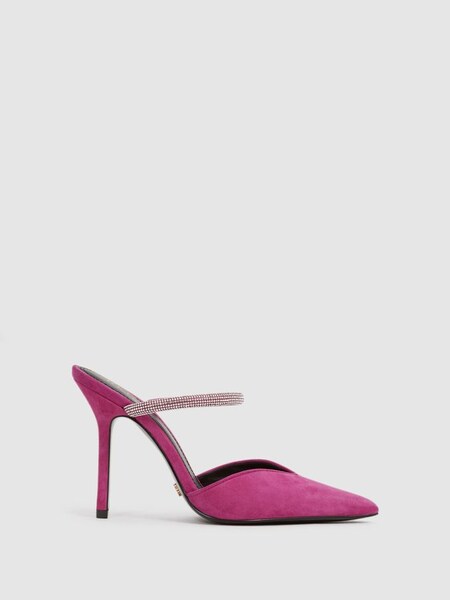 Embellished Crystal Court Shoes in Bright Pink (U99249) | $76