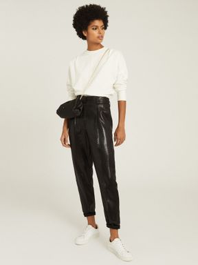 Reiss Abby High Waisted Shimmer Trousers