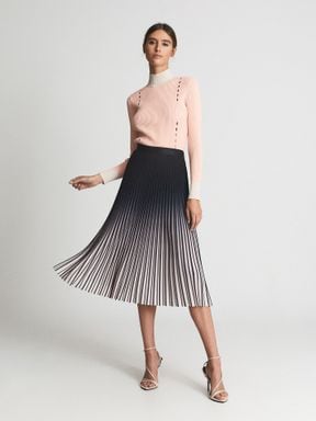 Reiss Marlie Ombre Pleated Midi Skirt