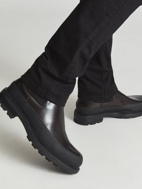 Reiss Albion Neoprene & Leather Panelled Chelsea Boots