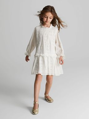 Reiss Lyra Junior Lace Embroidered Dress