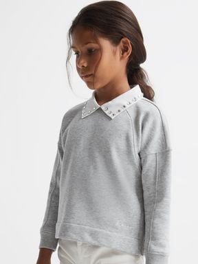 Reiss Lennie Diamanté Collar Sweater