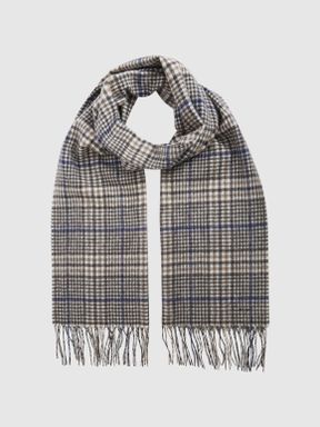 Reiss Jojo Wool and Cashmere Blend Check Scarf