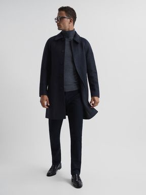 Reiss Cast Brushed Dogtooth Wool Blend Overcoat