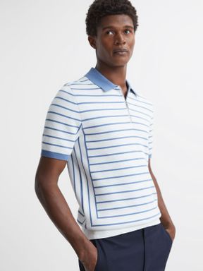 Reiss Toledo Half Zip Striped Knitted Polo T-Shirt