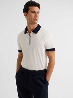 Reiss North Merzerisiertes Polo-Shirt mit RV-Kragen