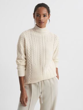 Reiss Martha Cable Knit High Neck Jumper