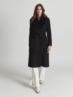 Reiss Pacey Faux Fur Shawl Collar Overcoat