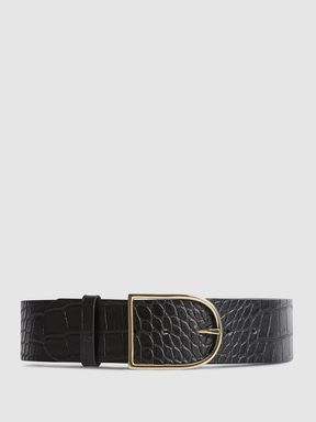 Reiss Isabelle Leather Croc Patterned Waist Belt