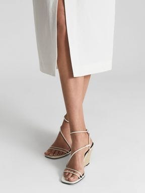 Reiss Kali Wedge Leather Strappy Wedged Sandals