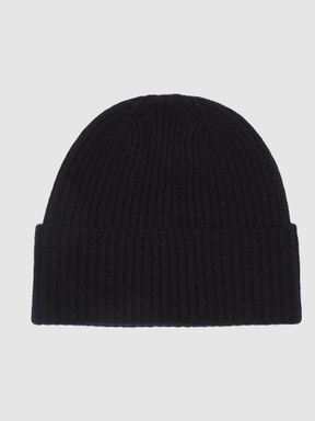 Reiss Ace Rib Knitted Lambswool Beanie Hat