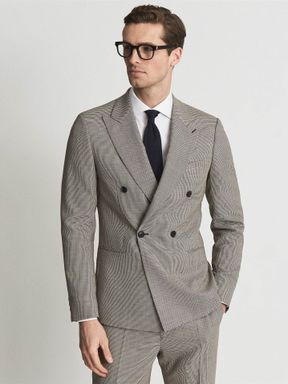 Reiss March Double Breasted Puppytooth Blazer