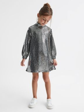 Reiss Ariana Robe patineuse courte à sequins
