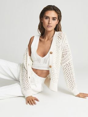 Reiss Laila Cable Knit Cardigan