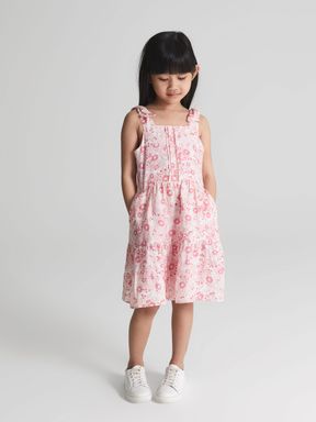 Reiss Rosie Junior Printed Tie Shoulder Mini Dress