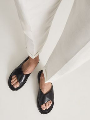 Reiss Amhurst Leather Slider Sandals