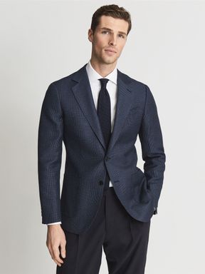 Reiss Show Single Breasted Prince Of Wales Check Blazer