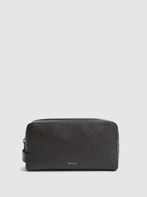 Reiss Ethan Leather Wash Bag