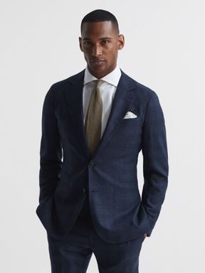 Reiss Ancroft Single Breasted Prince Of Wales Check Blazer