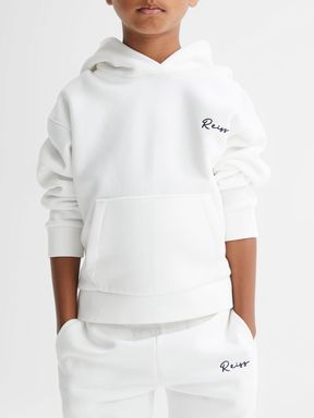Reiss Connor Embroidered Jersey Hoodie