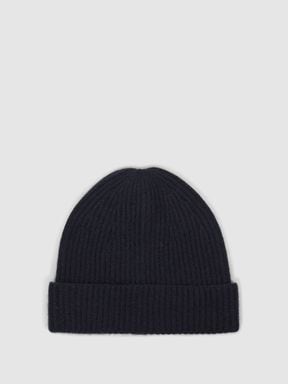 Reiss Clyde Ribbed Cashmere Beanie Hat