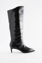 Black Forever Comfort® Pointed Toe Knee High Boots