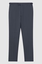Reiss Airforce Blue Fine Wool Side Adjusters Trousers