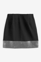 Black Embellished Sparkle Mini Skirt