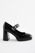 Black Forever Comfort® Eyelet Strap Platform Heel Shoes