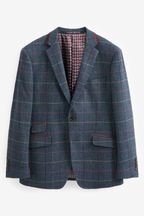 Skopes Doyle Navy Blue Tweed Tailored Wool Blend Suit Jacket