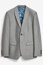 Light Grey Regular Fit Two Button Suit Jacket