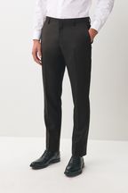 Black Regular Fit Tuxedo Suit Trousers with Tape Detail