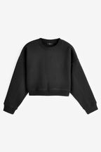 Solid Black Shorter Length Heavyweight Brushed Sweatshirt