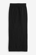 Black Ribbed Midi Skirt