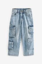 Bleach Wash Denim Multipocket Cargo Jeans (3-16yrs)