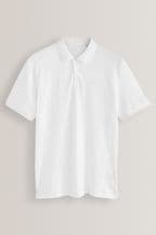 White Regular Fit Pique Polo Shirt