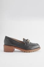Black Forever Comfort® Leather Hardware Trim Loafers