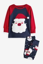 Navy Santa Christmas Boys Snuggle Cotton Pyjamas (9mths-12yrs)