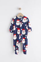 Navy Blue Christmas Baby Cotton Sleepsuit (0mths-2yrs)