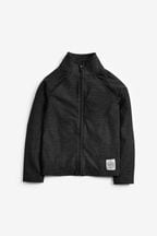 Black Marl Sports Zip Through Top (3-16yrs)