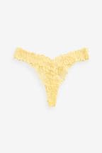 Lemon Yellow Thong Comfort Lace Knickers