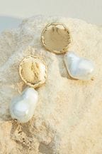 10 Carat Gold Plated N. Premium Pearl Drop Earring Made with Recycled Brass