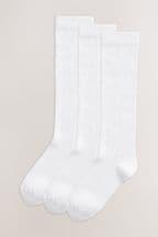 White 3 Pack Cotton Rich Pointelle Knee High School Socks