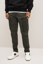 Slim Fit Zip Detail Stretch Cargo Trousers