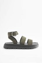 Khaki Green Forever Comfort® Chunky Sandals With Ankle Strap
