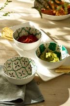 Neutral/Turquoise Mediterranean Picnic Serveware Condiment Bowl