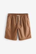 Rust Brown Washed Cotton Elasticated Waist Shorts